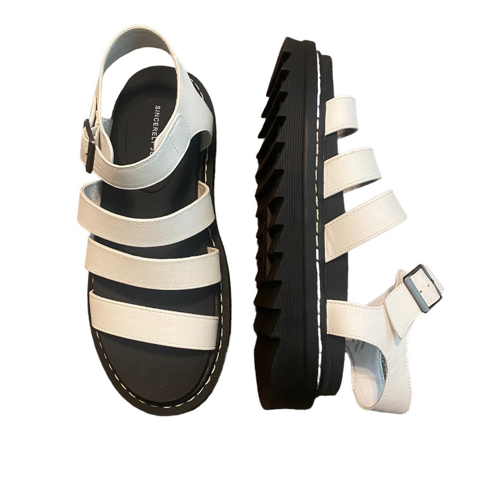 Sincerely Jules Daring White Lug Sole Platform Sandal Size 9.5 Women's NWOB